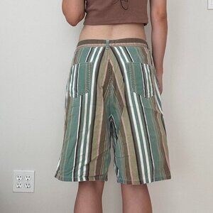 Vintage Reitmans Striped Long Baggy Denim Shorts